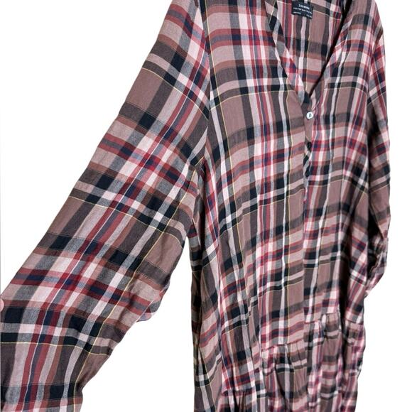 Zara Women’s Sz Large Plaid Dress Midi Length Long Sleeve Checked - Picture 6 of 10